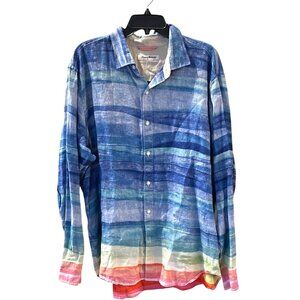 Tommy Bahama Men Linen Shirt Beach Multicolor Button Down Size XL Travel Casual